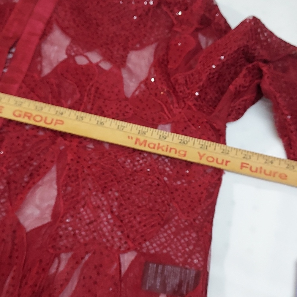 NWT Chicos Travelers Elegant Red Lace Overlay with Dress Cherry Color Sz 2 - Picture 9 of 15